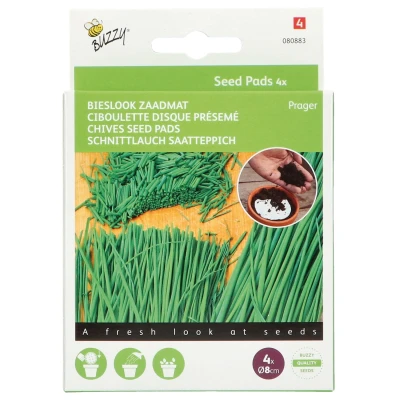 Afbeelding van Buzzy Seedpads Bieslook Prager 4x 8cm Kruidenzaden 4 stuks