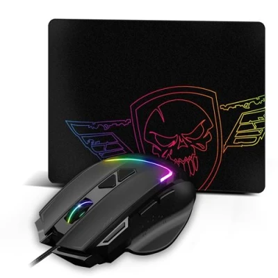 Image de souris gaming filaire Spirit Of Gamer PRO M3 RGB Noir et gris + Tapis de