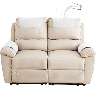 Afbeelding van GYHH Sofa Armsteun Cover, Hoofdsteunhoes voor Kantelbare Stoel Arm Gewatteerde Antislip Stoelhoes (Ivoorkleur, 2 Seat Recliner 4 stuks)