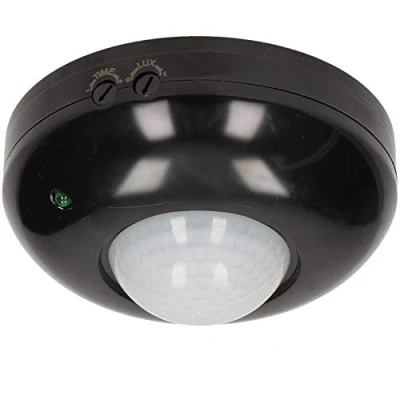Afbeelding van PIR bewegingssensor binnen voor lamp Bewegingsmelder plafond Motion sensor 360 Doorgangsmelder 2000 Lux Zwart