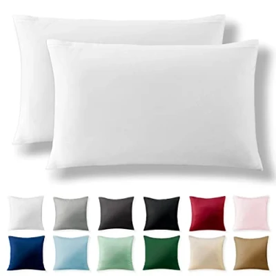 Afbeelding van Alreya verstevigde Kussensloop Set van 2 100% Katoen 40 x 60 cm met YKK Ritssluiting Hypoallergeen zonder Chemicaliën Wit