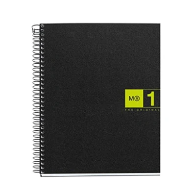 Afbeelding van Miquelrius Notitieboek A5, 80 vellen (één kleurband), rooster 5 mm, deksel van polypropyleen, kleur zwart/groen