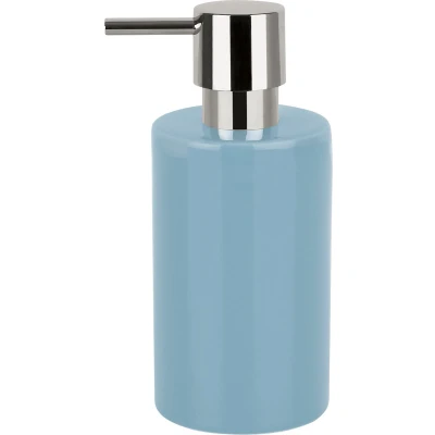 Afbeelding van Spirella zeeppompje/dispenser Sienna glans lichtblauw porselein 16 x 7 cm 300 ml badkamer/toilet/keuken