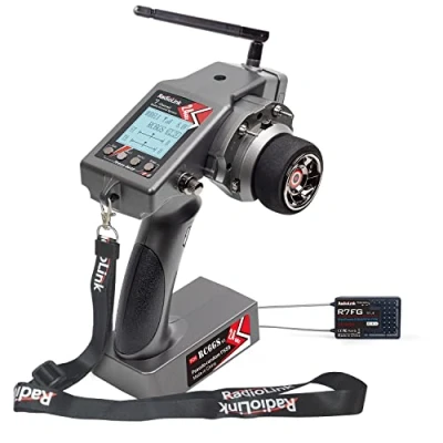 Afbeelding van Radiolink RC6GS V3 RC 7 kanaals radiografische zender met R7FG gyroscopische ontvanger, spanningstelemetrie, 2,4 GHz voor chenille, bugy, driftauto, boot, tank, robot enz