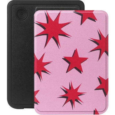 Afbeelding van Selencia Vivid Bookcase voor de Kobo Clara Colour / BW Stars Rubine Red Light Pink