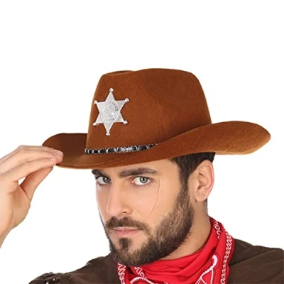Afbeelding van Atosa Carnaval verkleed Cowboy hoed Kentucky bruin volwassenen Western Sheriff thema