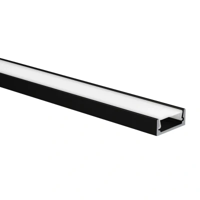 Afbeelding van LED strip profiel Felita zwart (RAL 9005) extra laag 1m incl. melkwitte afdekkap