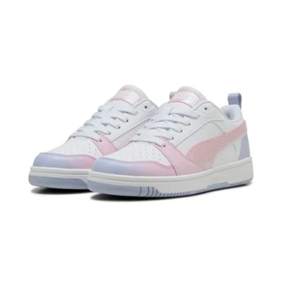 Afbeelding van PUMA Rebound V6 Lo Blurry Dreams Jr Meisjes Sneakers White Rose Mauve Cool Weather
