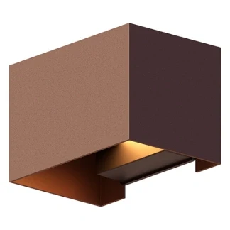 Afbeelding van Calex LED Wandlamp Venice Rechthoek Up &amp; Down Verstelbare Stralingshoek 7W Tuinverlichting Modern Design Warm Wit Licht Voor Binnen en Buiten Roestkleur