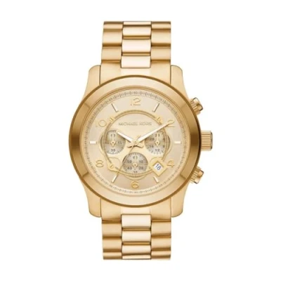 Afbeelding van Michael Kors heren Iconic Runway horloge MK9074 in de kleur Goud