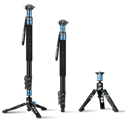 Afbeelding van SIRUI Professionele aluminium monopod met poten, 192,5 cm voor camera&#039;s, compacte reismonopod snelsluitplaat, belastbaar tot 15 kg, compatibel apparaat