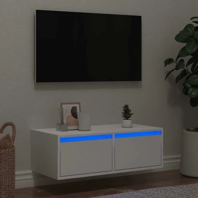 Afbeelding van vidaXL Tv meubel met LED verlichting 75x35,5x25 cm wit