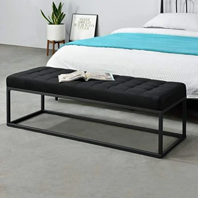 Afbeelding van Bankje halbank stof 120x40x38 cm zwart