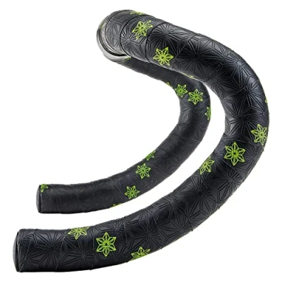 Afbeelding van SUPACAZ SUPER STICKY KUSH GALAXY NEON YELLOW PRINT W/ PLUGS STUURLINT