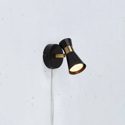 Afbeelding van Wandlamp folie, draaibare spot, zwart/messing