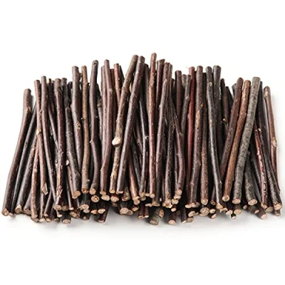 Afbeelding van LAZACA Set van 100 houten stokjes om te knutselen, baksteen, handwerk, log stokjes, natuurlijke schors, rustieke woondecoratie (lengte 10 cm, 0,3 0,5 cm)