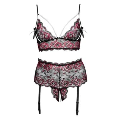 Afbeelding van Curves Floral Lace Jarretel Set