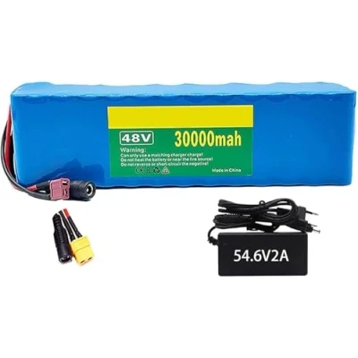 Afbeelding van 48 V 30 Ah e bike accu voor 1000 W 750 500 200 elektrische fiets scooter lithium ion pack met 54,6 2 A oplader XT60