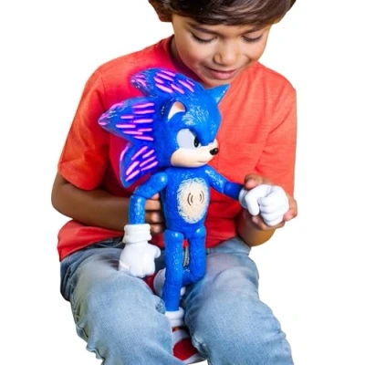 Afbeelding van Sonic 3 The Hedgehog Le Film Sprekend figuur Officiële licentie 34 cm 30 zinnen en iconische geluiden lichtgevende ogen spikes kinderspeelgoed collectie cadeau idee jaar +