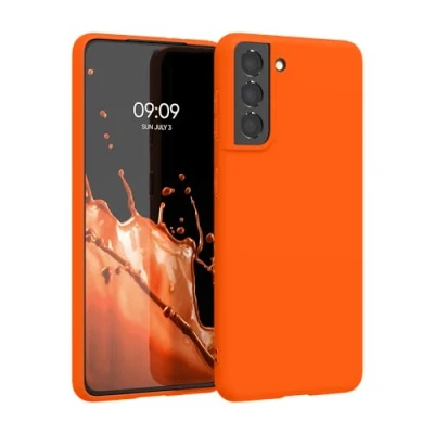 Afbeelding van kwmobile telefoonhoesje geschikt voor Samsung Galaxy S21 Hoesje smartphone Back cover in neon oranje