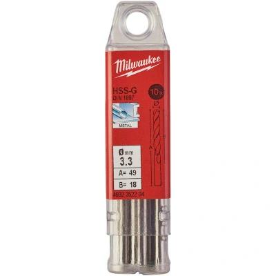 Image de MILWAUKEE 4932352204 Foret métal HSS G court DIN 1897 3.30x49mm (10 pcs)