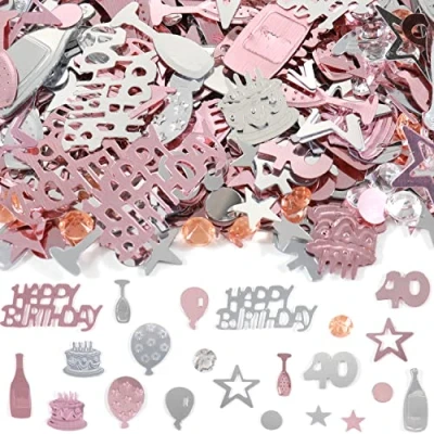 Afbeelding van 40 jaar confetti tafeldecoratie roségoud feestdecoratie