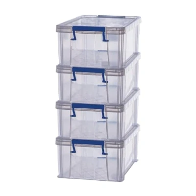 Afbeelding van Bankers Box Plastic opbergboxen ProStore, met deksels, 10 Liter (Interne afmetingen 14 x 34 21.5 cm), 4 stuks