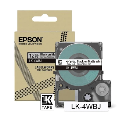 Image de Epson LabelWorks LK 4WBJ Noir sur blanc mat Rouleau (1,2 cm x 8 m) 1 cassette(s) boîte de suspension cartouche bande pour LW C410, C610