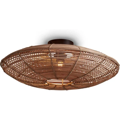 Afbeelding van GOOD&amp;MOJO Plafonniere Tanami Rotan Zwart Ø55cm Bruin