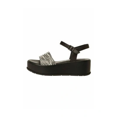 Afbeelding van Tamaris Sandalen met sleehak, Dames, Maat: 36, Black zebra Leer
