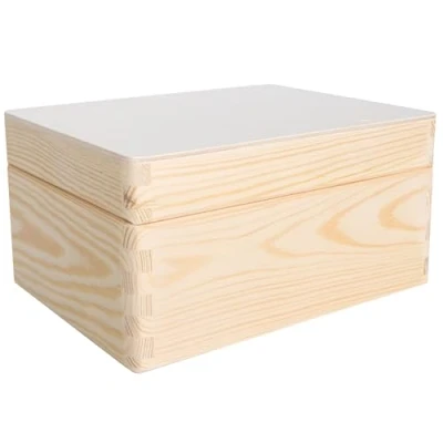 Afbeelding van Creative Deco houten doos met deksel 19,5 x 15 10 cm (+/ 1cm) Baby memory Ongelakte Voor documenten Kostbaarheden Speelgoed Gereedschap ROH