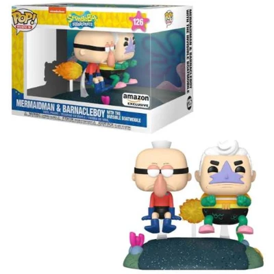 Afbeelding van Funko POP! Rides Deluxe Spongebob figuur Mermaid Man &amp; Barnacle Boy met onzichtbare auto Exclusief bij Amazon Vinyl om te verzamelen Cadeau idee Officieel product Fans van