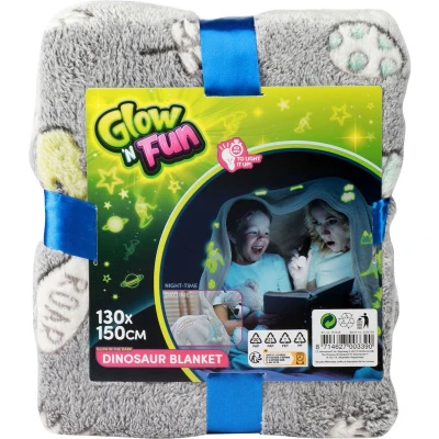 Afbeelding van Star Toys Glow In The Dark Dino Deken 150X130 Cm
