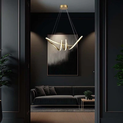 Afbeelding van V TAC VT 7798 C Gouden Designer Hanglampen Champagne IP20 24W 3240 Lumen 3000K
