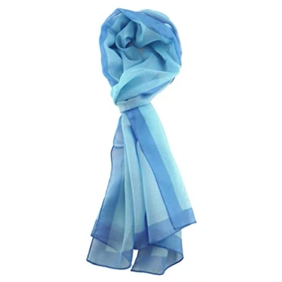 Afbeelding van TigerTie Effen chiffon sjaal voor dames, halsdoek 160 cm x 36 cm, gemaakt in Italië, lichtblauw