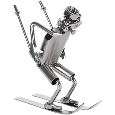 Afbeelding van BRUBAKER Schroef figuur Skier Ski ijzeren Metal Man Handgemaakte metalen Gift voor Wintersport en Fans