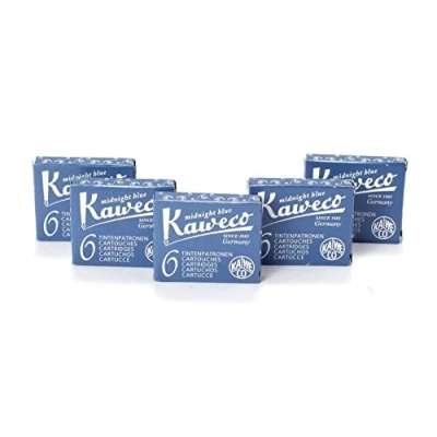 Afbeelding van Kaweco 5 x 6 vulpennen, 30 korte inktpatronen, nachtblauw (blauw/zwart)