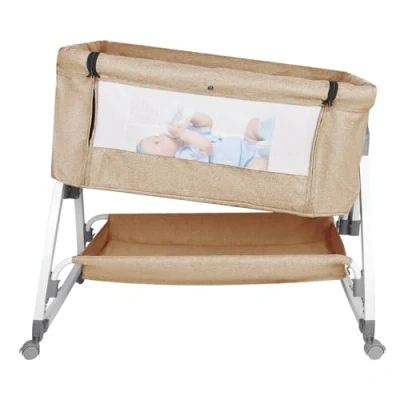 Afbeelding van Cododo babybed 0 6 maanden met geïntegreerde wielen, 2 in 1 babybed, wieg matras en muggennet, 80 x 40 100 115 cm (6 niveaus hoogte) gebroken wit