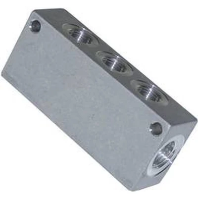 Afbeelding van ICH 60416 Verdeelblok alu. 3 voud G3/8 (3 x 1/4) l=92