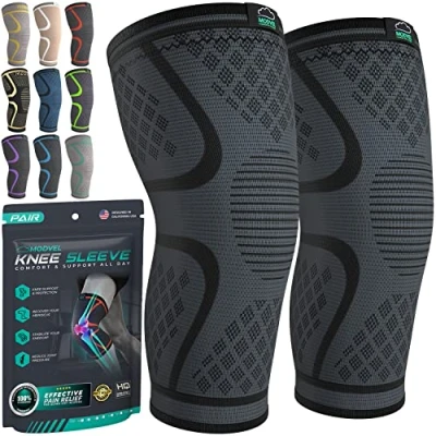 Afbeelding van MODVEL kniebrace voor mannen en vrouwen, ademende elastische kniebrace, kniebraces van medische kwaliteit sport, hardlopen, verlichting gewrichtspijn, kniestabilisatie, 2 stuks