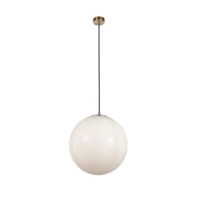 Afbeelding van Searchlight Atom II Hanglamp Ø 40 X 120 Cm Satijn Messing En Opaal