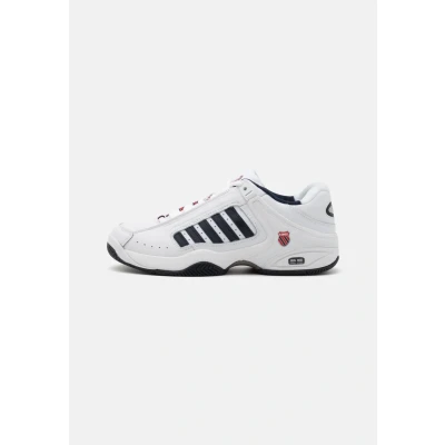 Afbeelding van K SWISS Defier RS Tennisschoenen voor alle ondergronden, Heren, Maat: 41.5, White/dress blue/fiery red Schoenen