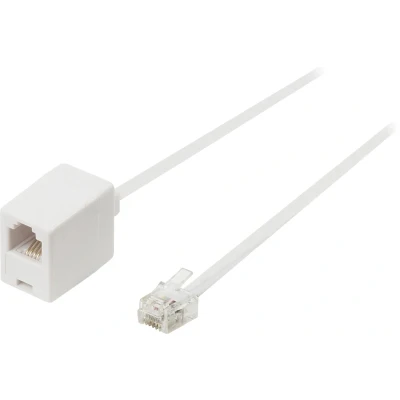 Afbeelding van Telecomverlengkabel RJ11 Male Female 5.00 m Kabel design: Plat Kabeltype: Wit