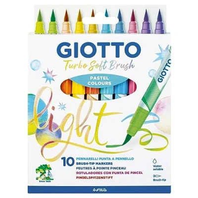 Afbeelding van Giotto Turbo Soft Brush Marker, wateroplosbaar, penseelpunt, verschillende pastelkleuren, 10 stuks