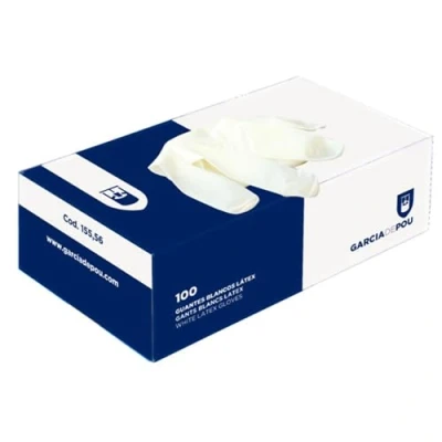 Afbeelding van Garcia de Pou Small Gloves Plus Talc Box 23 x 8 cm, latex, wit, 30 cm