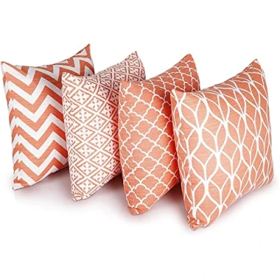 Image de Penguin Home® Coordonnées Décoratif Carré Housse de Coussin 4 Pièce Set, Corail