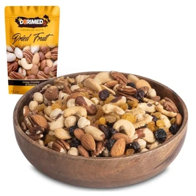 Image de Mélange de Fruits secs 1 Kg Amandes, Noisettes, Noix Cajou, Pecan,Noix du Brésil,cerneaux Noix, Raisins secs, cranberries Snacks variés , entiers, sans OGM, sac refermable