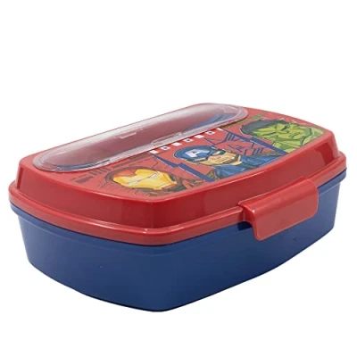 Afbeelding van Marvel lunchbox voor kinderen met bestek van Los Avengers