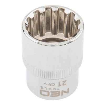 Afbeelding van NEO TOOLS 08 593 Steeksleutelelement 1/2 3124 21 mm Chroom vanadium staal Spline