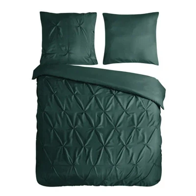 Afbeelding van Pure Dekbedovertrek &quot;luxe stiksel plooien&quot; Groen (140x200/220 cm) Microfiber